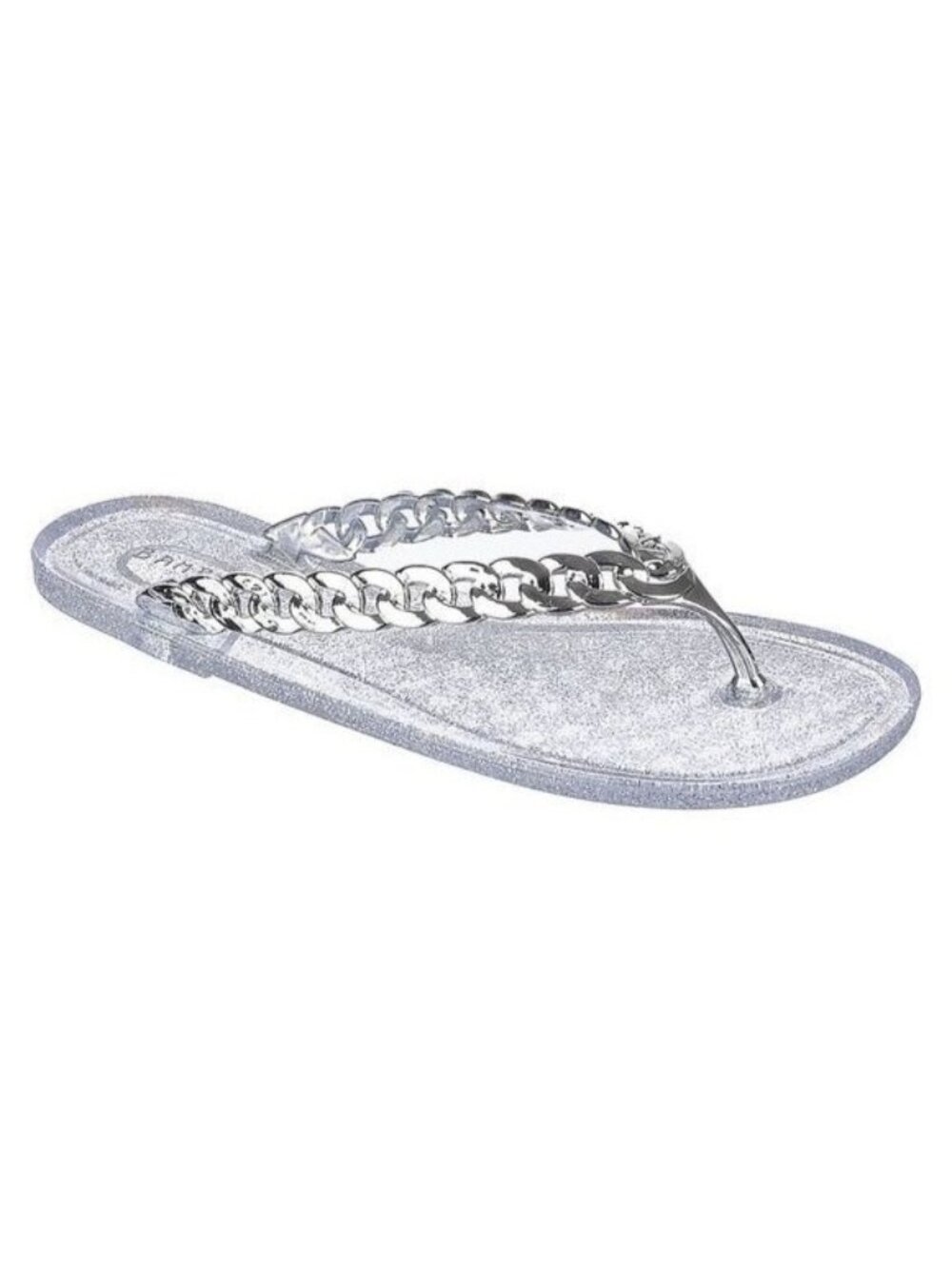 Bamboo Clear Silver Chain Link‎ Women's Flip Flop Flat Thong Sandal Bridal Prom